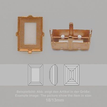 Steinfassung für Swarovski Kristalle Aufnähkessel - Rechteck SW 4527-18/13 - Aufnähkessel  - Rechteck SW 4527