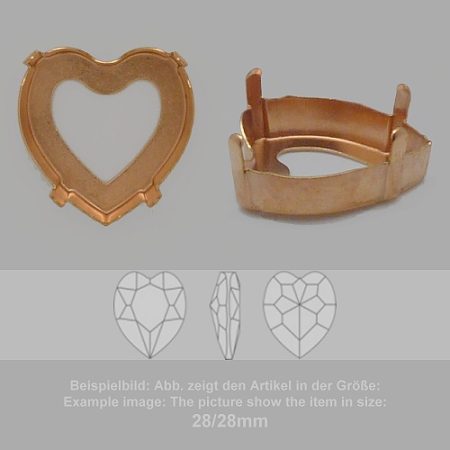settings for swarovski crystals setting with prongs with hole - heart sw  4827-28mm - setting with prongs with hole  - heart sw  4827