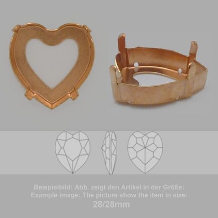 Steinfassung für Swarovski Kristalle Aufnähkessel - Herzl SW 4827-28mm - Aufnähkessel  - Herzl SW 4827