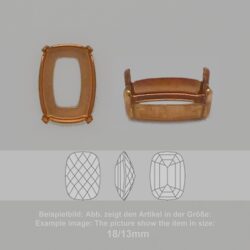 Steinfassung für Swarovski Kristalle Krallenkessel mit Loch - Rechteck SW 4565-18/13