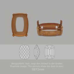 Steinfassung für Swarovski Kristalle Aufnähkessel - Rechteck SW 4565-18/13