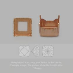 Steinfassung für Swarovski Kristalle Krallenkessel mit Loch - Quadrat SW 4499-14mm