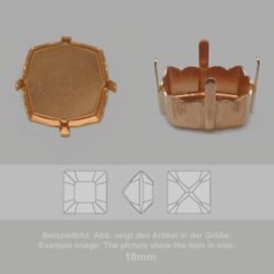 Steinfassung für Swarovski Kristalle Krallenkessel mit Boden - Quadrat SW 4460-18mm