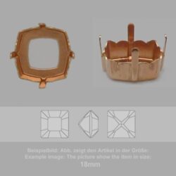 Steinfassung für Swarovski Kristalle Krallenkessel mit Loch - Quadrat SW 4460-18mm