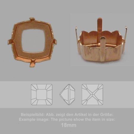 settings for swarovski crystals setting with prongs with hole - square sw 4460-18mm - setting with prongs with hole  - square sw 4460