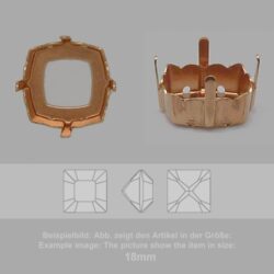 Steinfassung für Swarovski Kristalle Aufnähkessel - Quadrat SW 4460-18mm