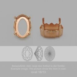 Steinfassung für Swarovski Kristalle Krallenkessel mit Loch - Oval SW 4160-8/6