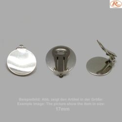 Clipteller montiert für Ohrclipse 12mm- glatt-mit Öse-weißbronze