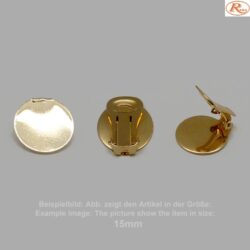 Clipteller montiert für Ohrclipse 15mm- glatt-ohne Öse-vergoldet