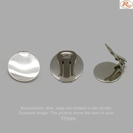Clipteller montiert für Ohrclipse 17mm- glatt-ohne Öse-weißbronze - 17mm - glatt