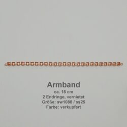 chain pieces round sw 1088-ss25- Mitte-bracelet with end ring.-copper plated