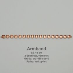 chain pieces round sw 1088-ss40- Mitte-bracelet with end ring.-copper plated