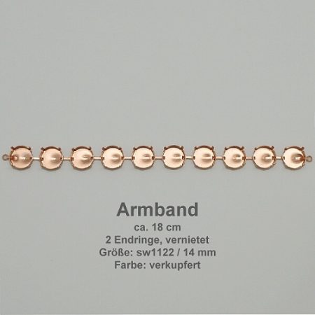 Kesselkettenstück RRivolisw1122- 14mm-liegend Mitte-Armband mit Endring.-verkupf - RRivolisw1122 - 14mm