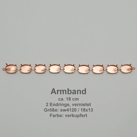 chain pieces oval sw 4120-18/13- lying bracelet-bracelet with end ring.-copper plated - oval sw 4120 - 18/13