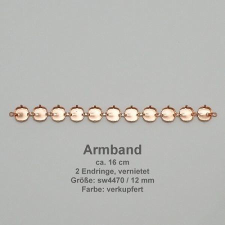 chain pieces rounded square sw 4470- 12/12-Mitte-bracelet with end ring.-copper plated - rounded square sw 4470 - 12/12
