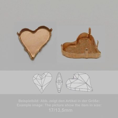 settings for swarovski crystals setting with prongs without hole - heart sw 4809-8/7