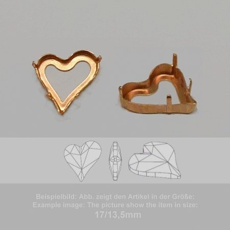 settings for swarovski crystals setting with prongs with hole - heart sw 4809-8/7